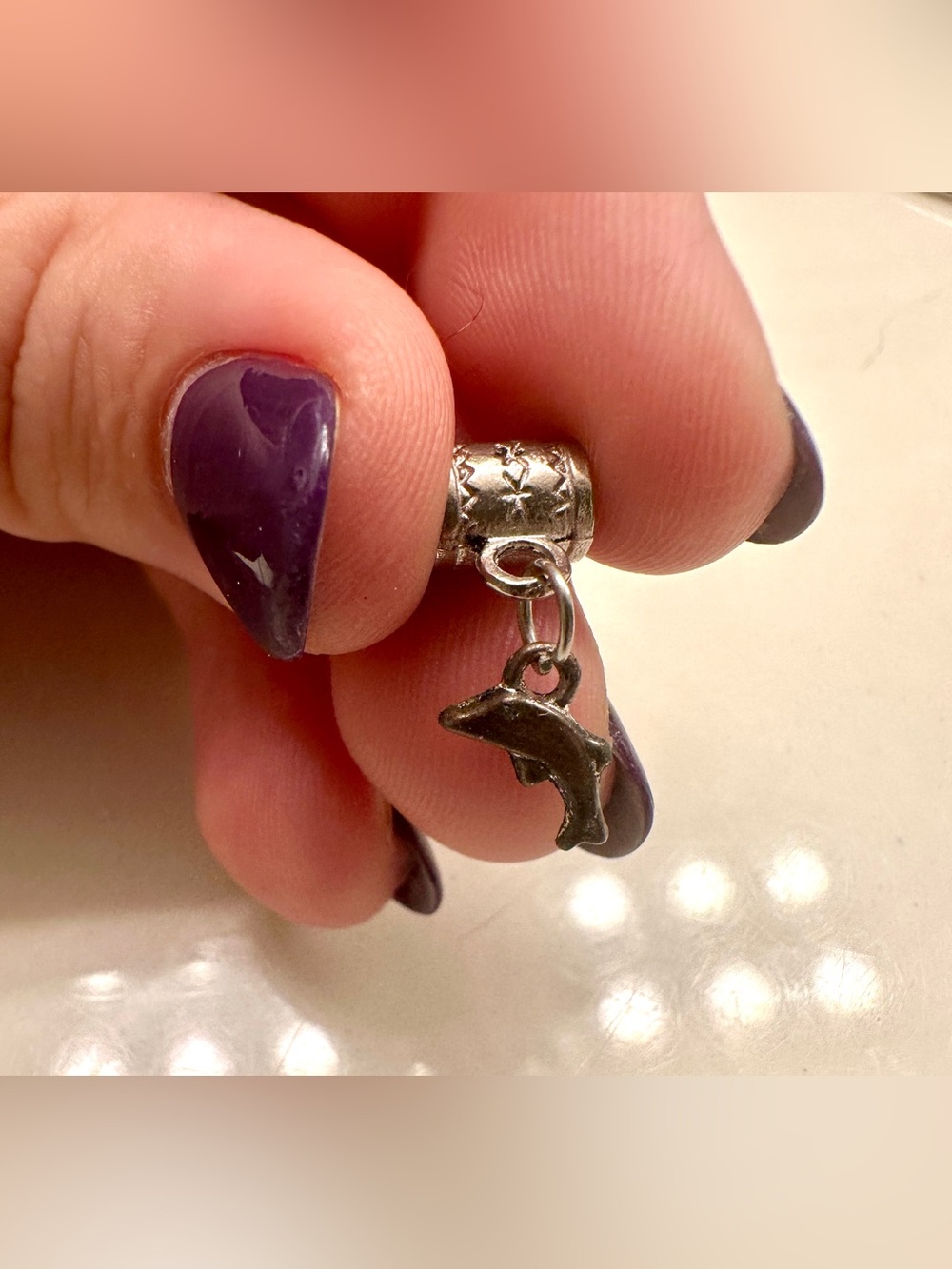 Pandora Silver Dolphin Charm with Star-Stamped Bail